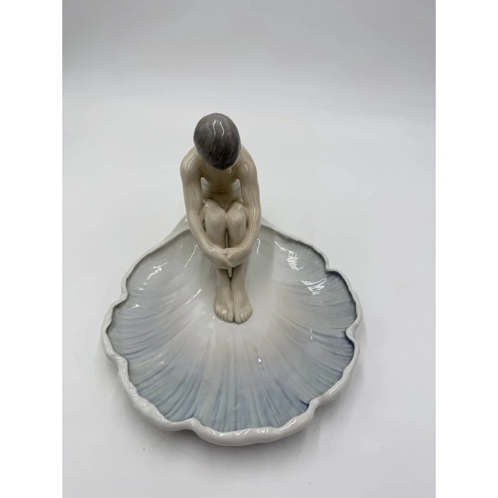 Vintage Bing & Grondahl Lily Pad Dish Art Nouveau Meditation of Nude Boy # 1660